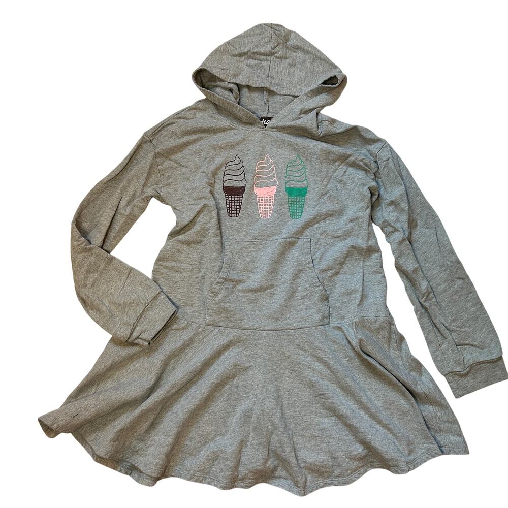 Tea Collection Gray Hoodie Dress with Ice Cream Graphic - Size 16Y